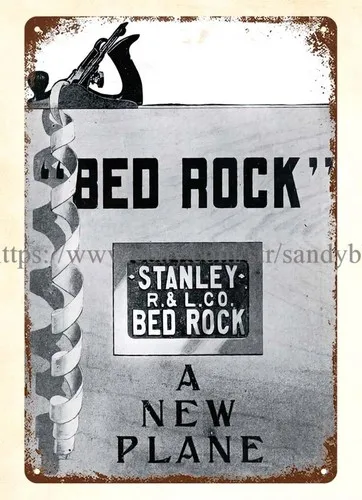 sign tin 1900 Bed Rock Plane metalwork automotive tool metal