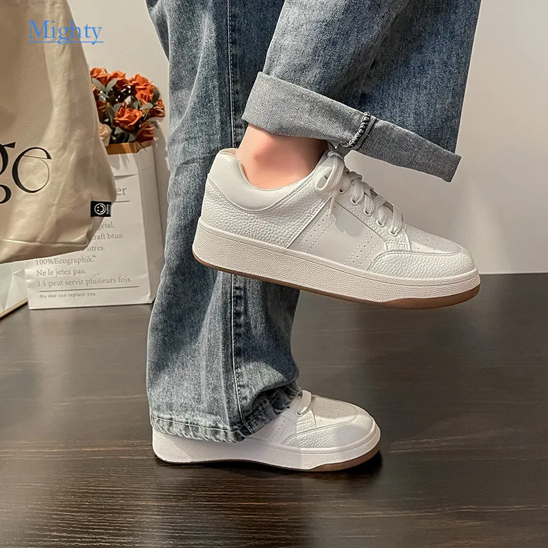 

2024 Little White Flat Women Vulcanize Shoes Cookie With Students Thick Sole Small Casual Platform Pumps Board Female Sneakers