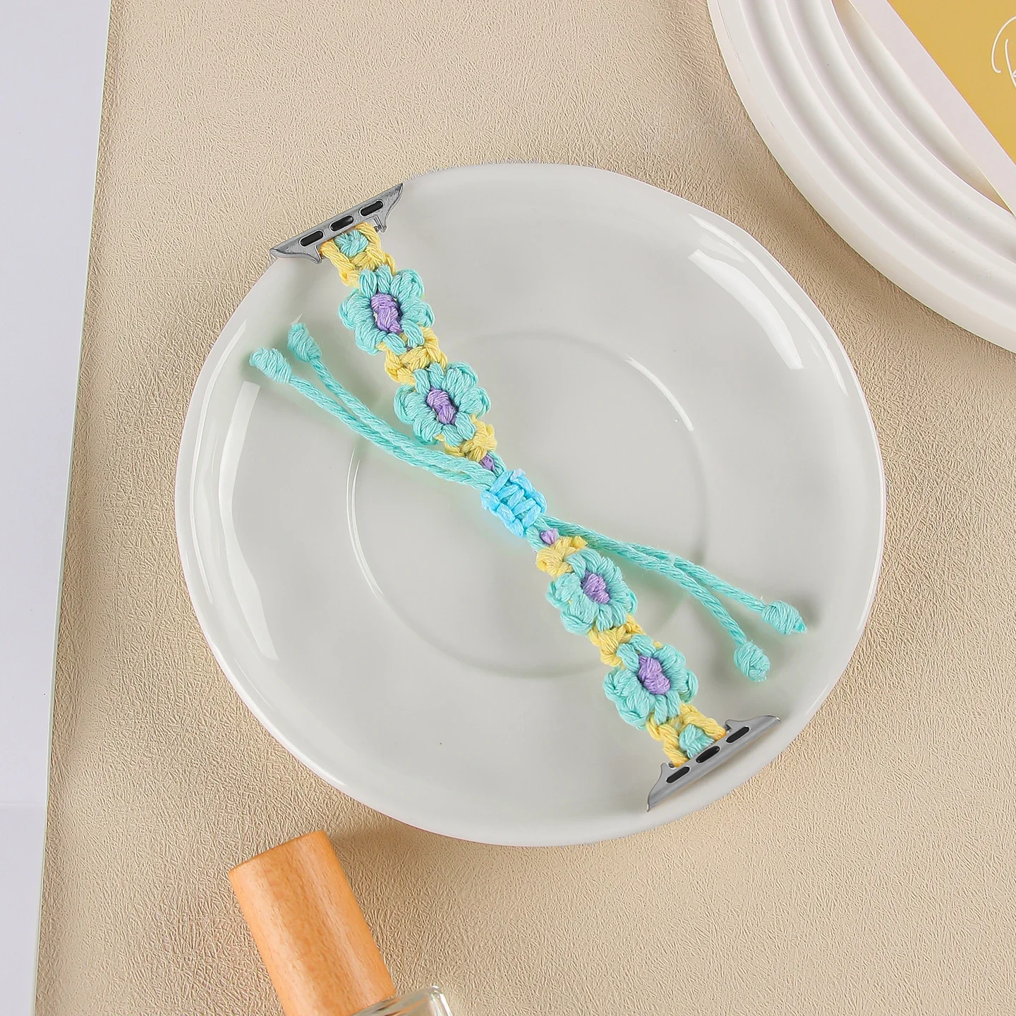 حبل مضفر ممتاز لساعة أبل للنساء 10/9/8/7/6/5/4/3/ 38 مم 40 مم 41 مم 42 مم 44 مم 45 مم 46 مم