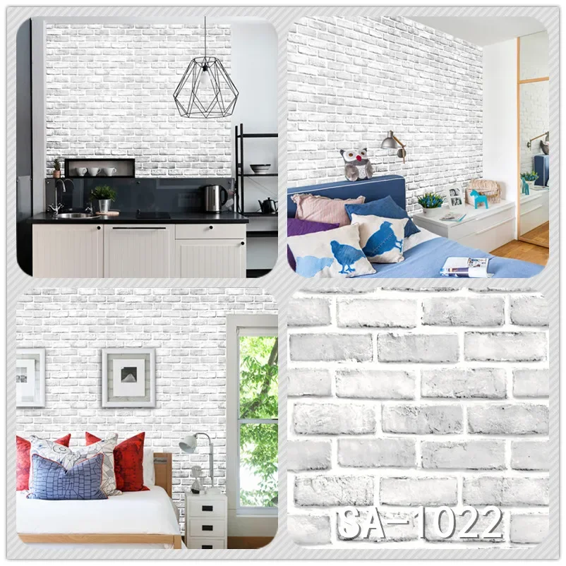 Home Decor 3D PVC Wood Grain Wall Stickers Paper Brick Stone wallpaper Rustic Effect Self-adhesive Home Decor Sticker Room