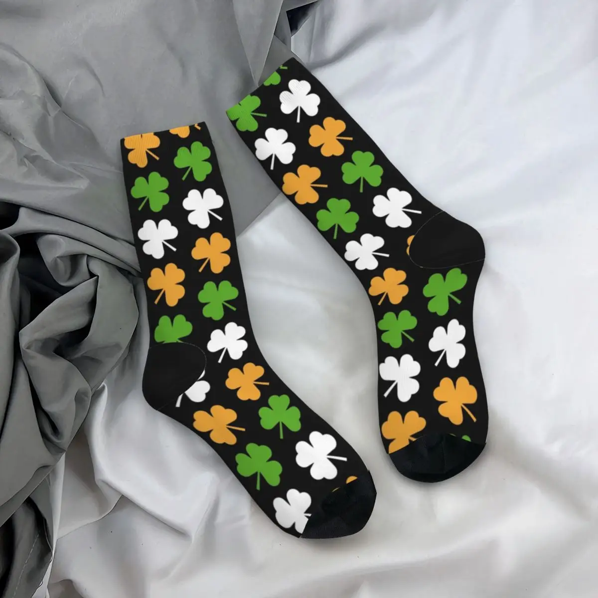 

Ireland Flag From Shamrocks Gifts for men Sport Breathable Soft Men's socks High Elastic Middle Tube Stocking