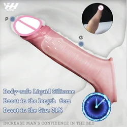 Funda Para Agrandar El Pene, Juguetes Sexuales Para Hombres, Extensor De Silicona Para El Pene, Condón Grueso Artificial Para Agrandar El Pene