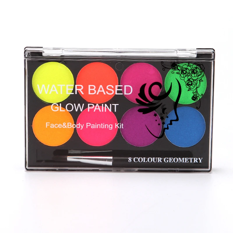 8สี Body Painting Henna สำหรับ Tattoo Palette Art UV Glow ในแต่งหน้าฮาโลวีนชุดแฟนซีสี Make Up