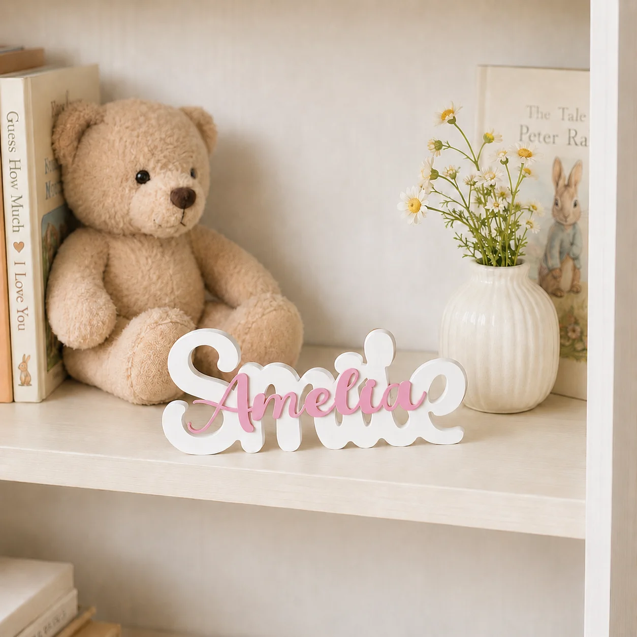 1pc Custom Korean sweet style PVC Wooden Name Plaque,Bedroom Room Table Decor,Wedding Birthday summer Graduation Christmas Gift view 2