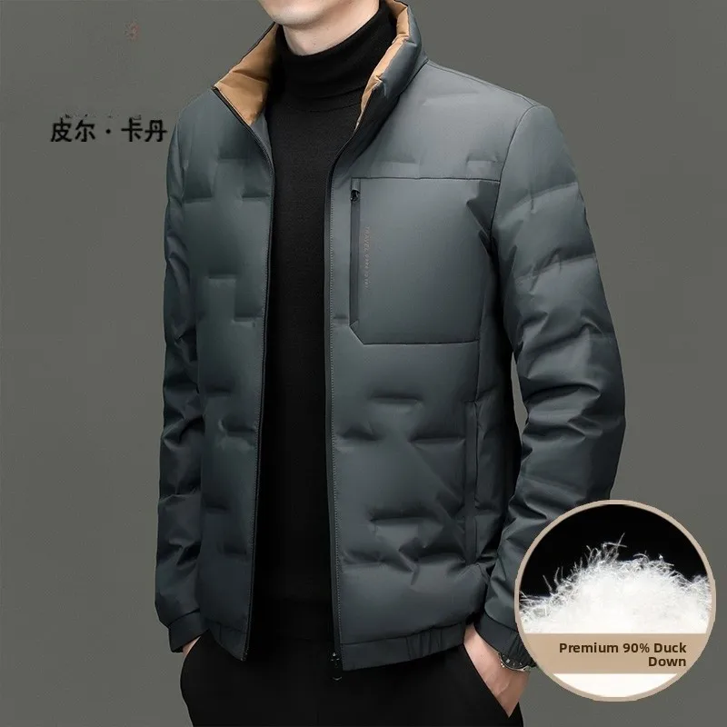 

Pierre Cardin Men's 90 Du down Jaet Stand Collar Warmth Midlife Versatile Outerwear Casual Sle Thiened Polyester Fiber