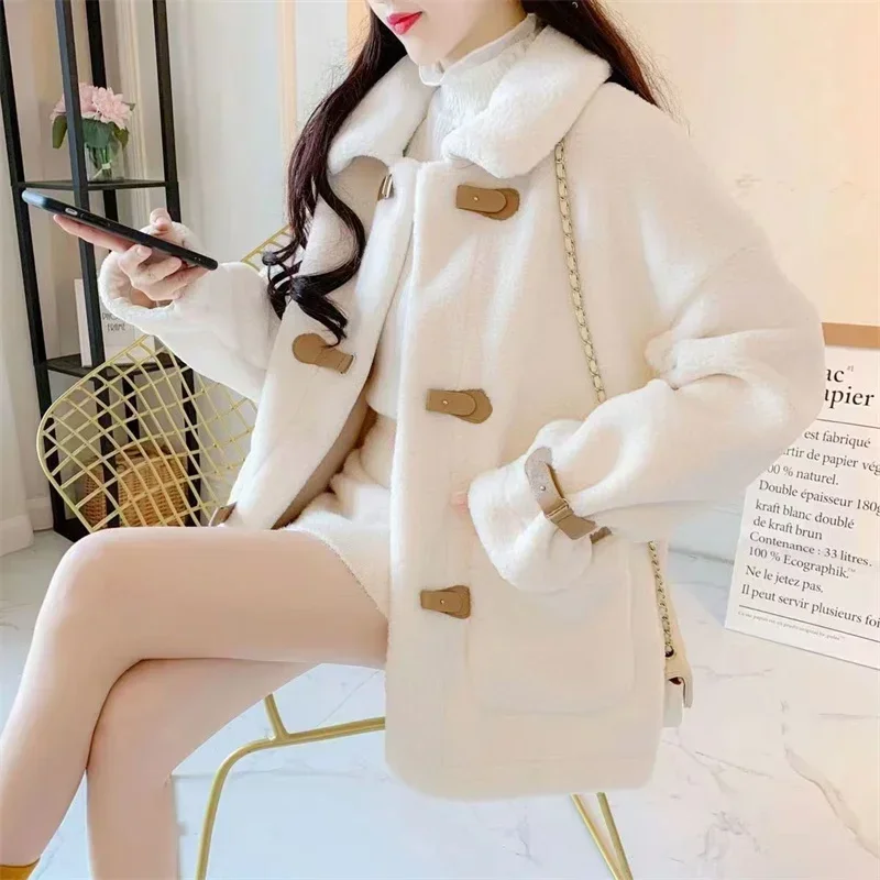 

Autumn And Winter 2024 New Fashion All-in-one Korean Version Loose Short Lamb Wool Coat Female Lamb Velvet Long Sleeve Female