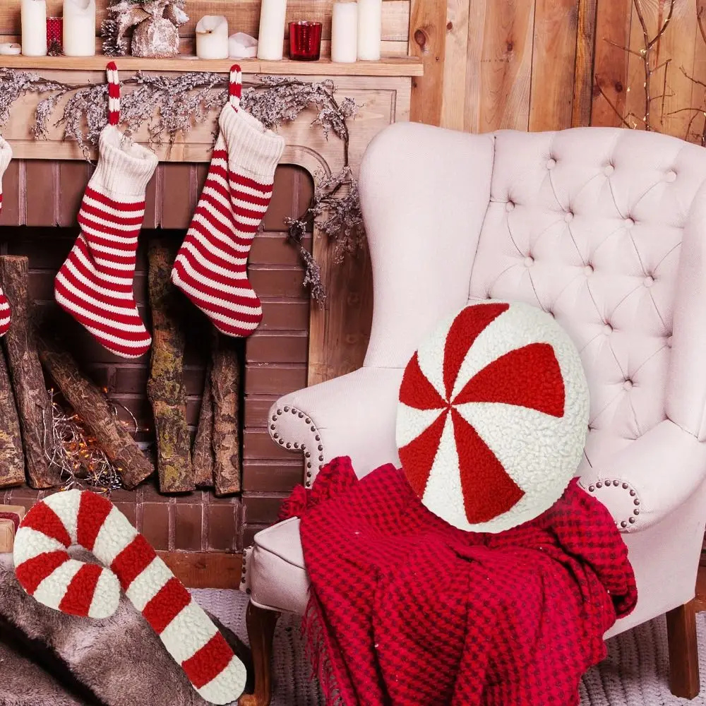 3D Kerst Snoep Snoep Kussen Handgemaakte Cartoon Kerst Sierkussen Prachtige Slaapbank Kussens Nieuwjaar Festival Geschenken