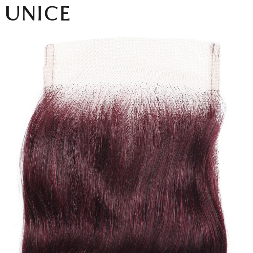 UNICE Hair Chiusura in pizzo 4x4 con onda del corpo in ciliegio nero