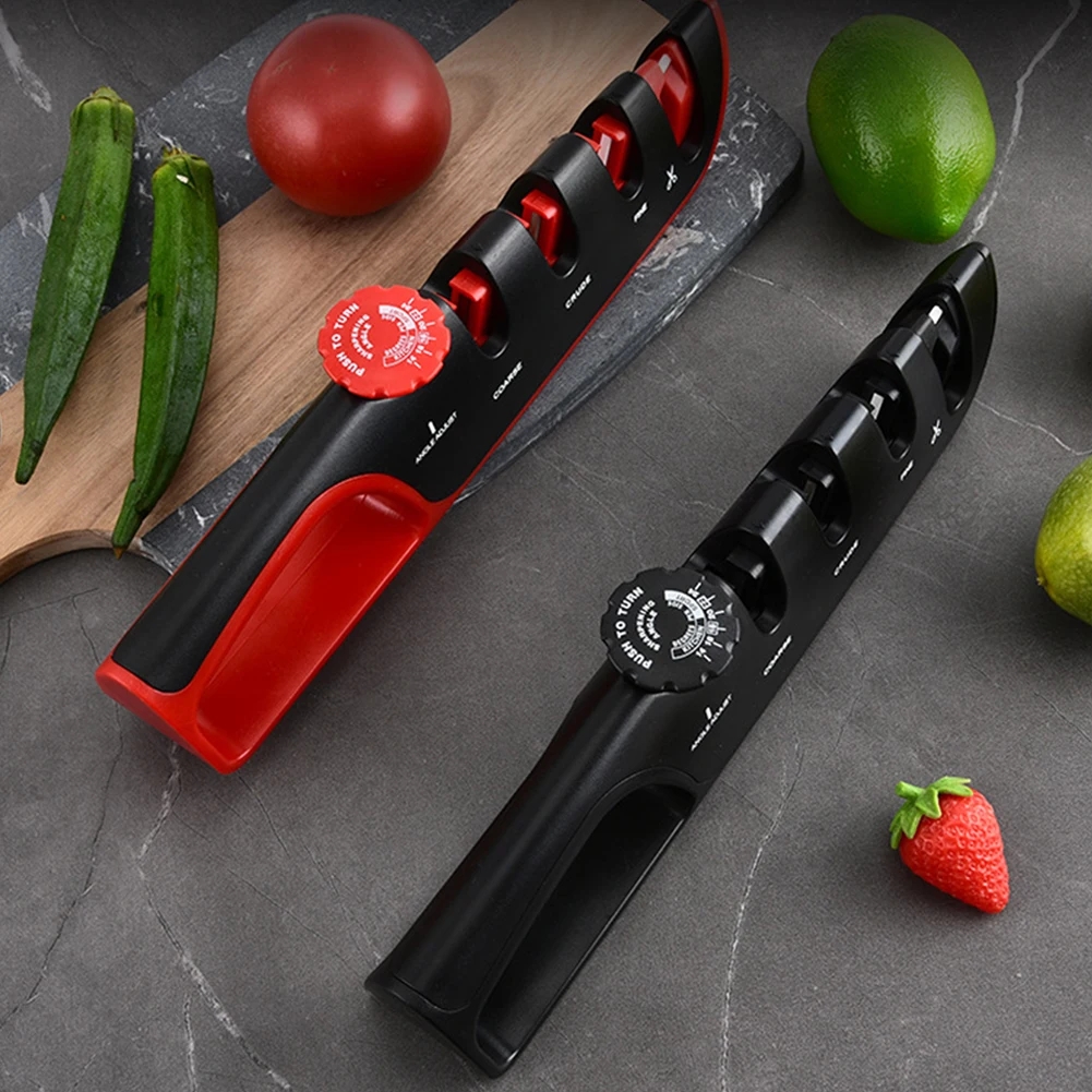4 In 1 Knife Sharpener Kitchen Tool Adjustable Angle With Anti Slip Grip Grinder Sharpening Tool For Scissors Home Use
