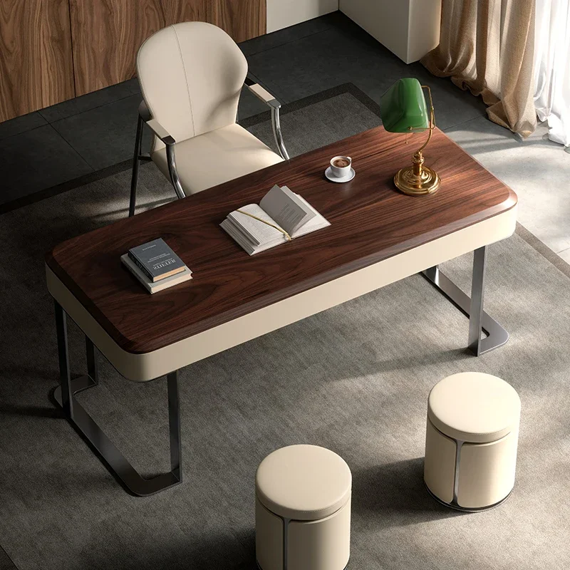 

Black walnut Italian light luxury designer modern villa study desk home writing desk computer