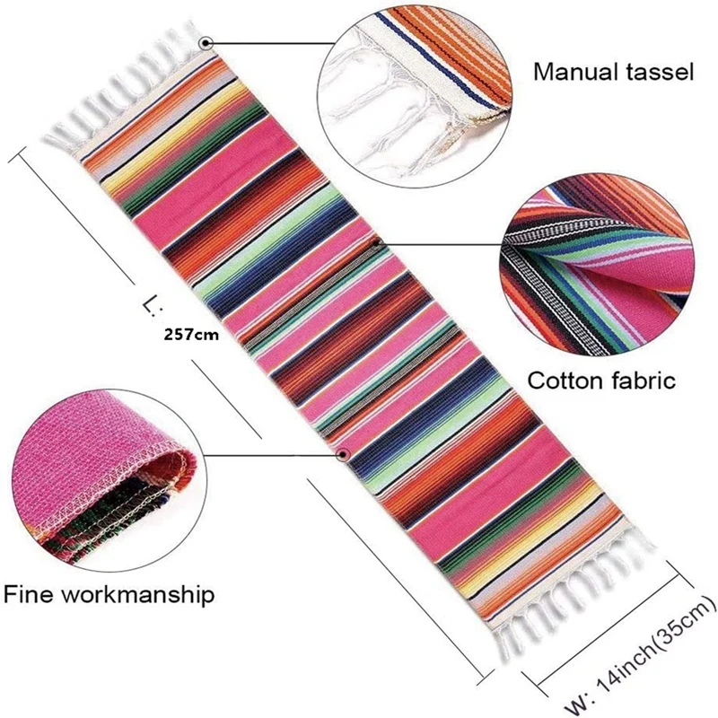 2 шт. мексиканский декор 14 х 108 дюймов для мексиканской вечеринки, свадебные украшения, обеденный стол для пикников на открытом воздухе