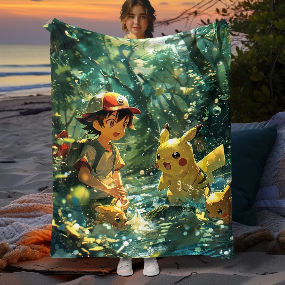 Pokémon cartoon Blanket- Lightweight Flannel Throw for Sofa, Bed, Travel, Camping, Livingroom, Office, Couch, Chair, and Bed