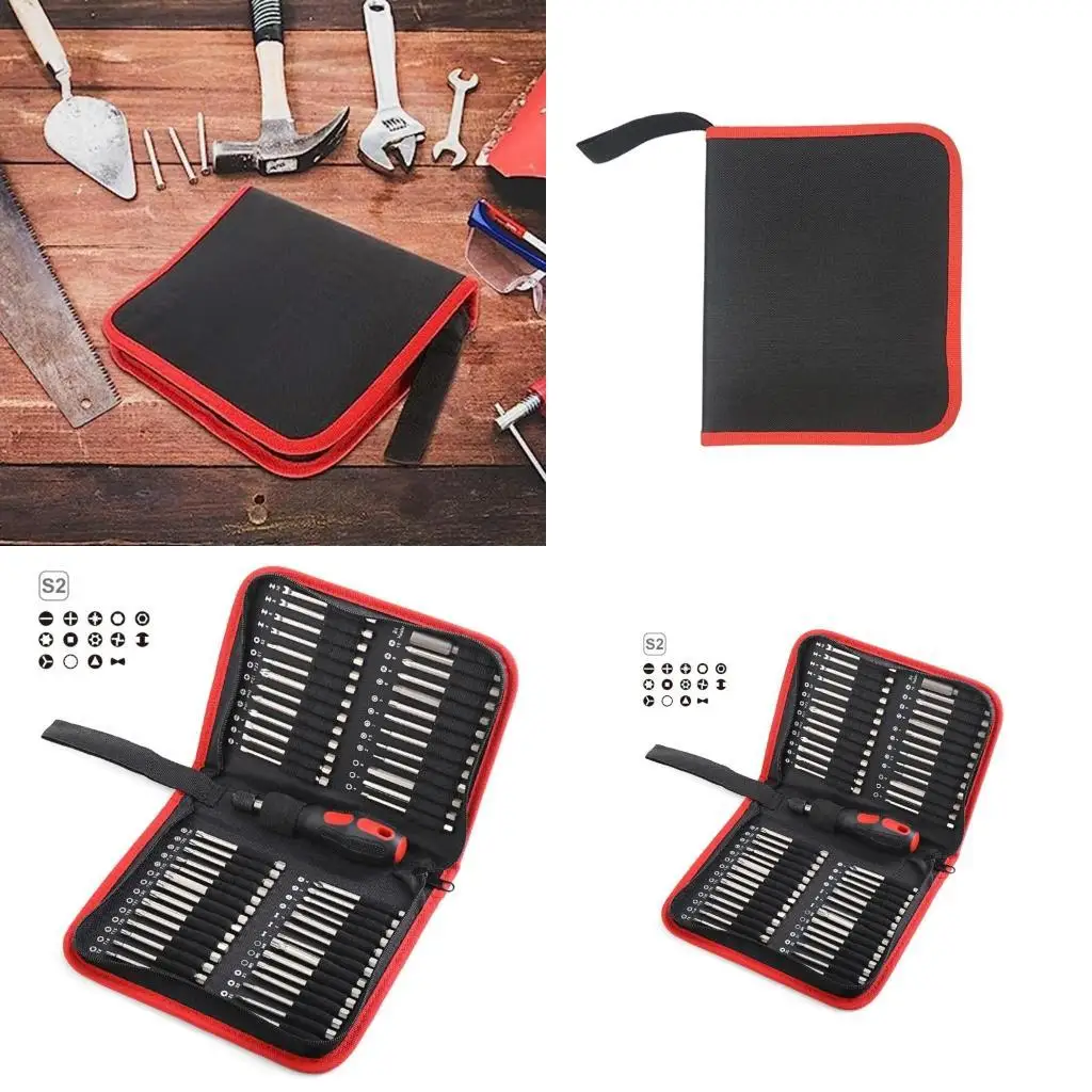 

R9UF 55 Piece Wrench Bag Drill Bit Storage Bag with Clear Labels Zipper Bag