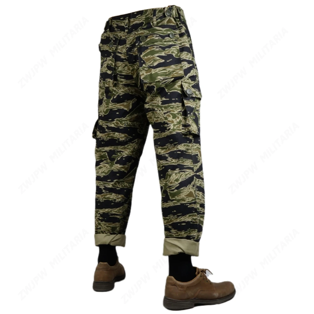 Outdoor Tactical Twill Tiger Spot Work Pants for Men, Pure Cotton, New