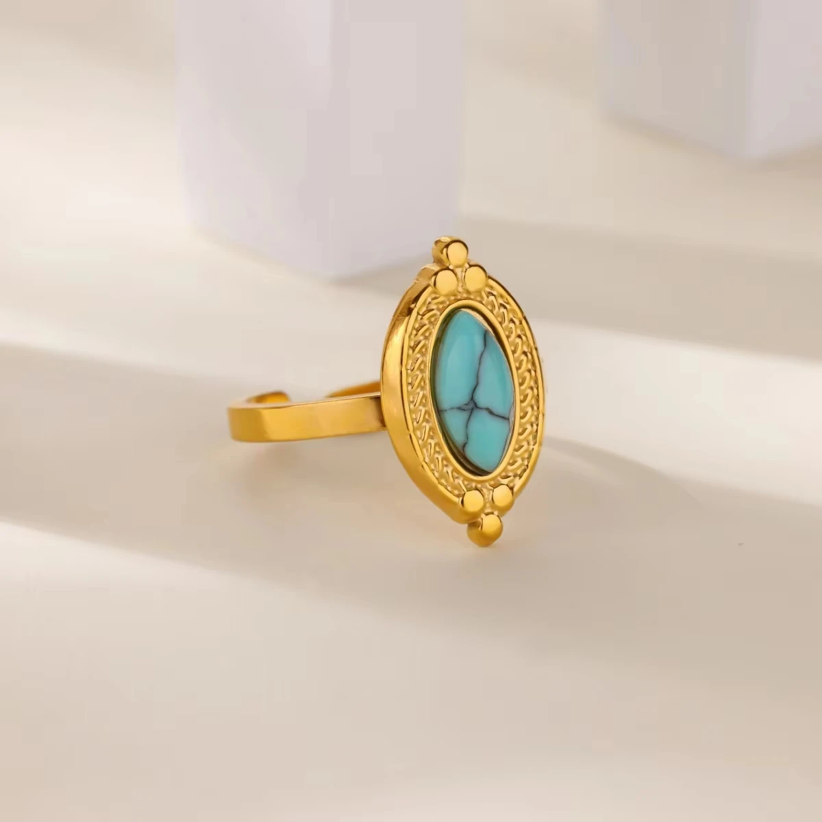 Vintage-Ringe mit grünem Stein für Damen, goldfarben, Edelstahlringe, Ringschmuck, Hochzeit, Party, neues Geschenk, Anillos