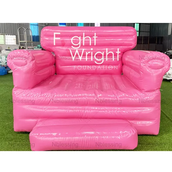 

Wholesale Outdoor Adult Kids Pvc Inflatable Sofa Game Portable Double Seat air Inflatable Game pink Sofa