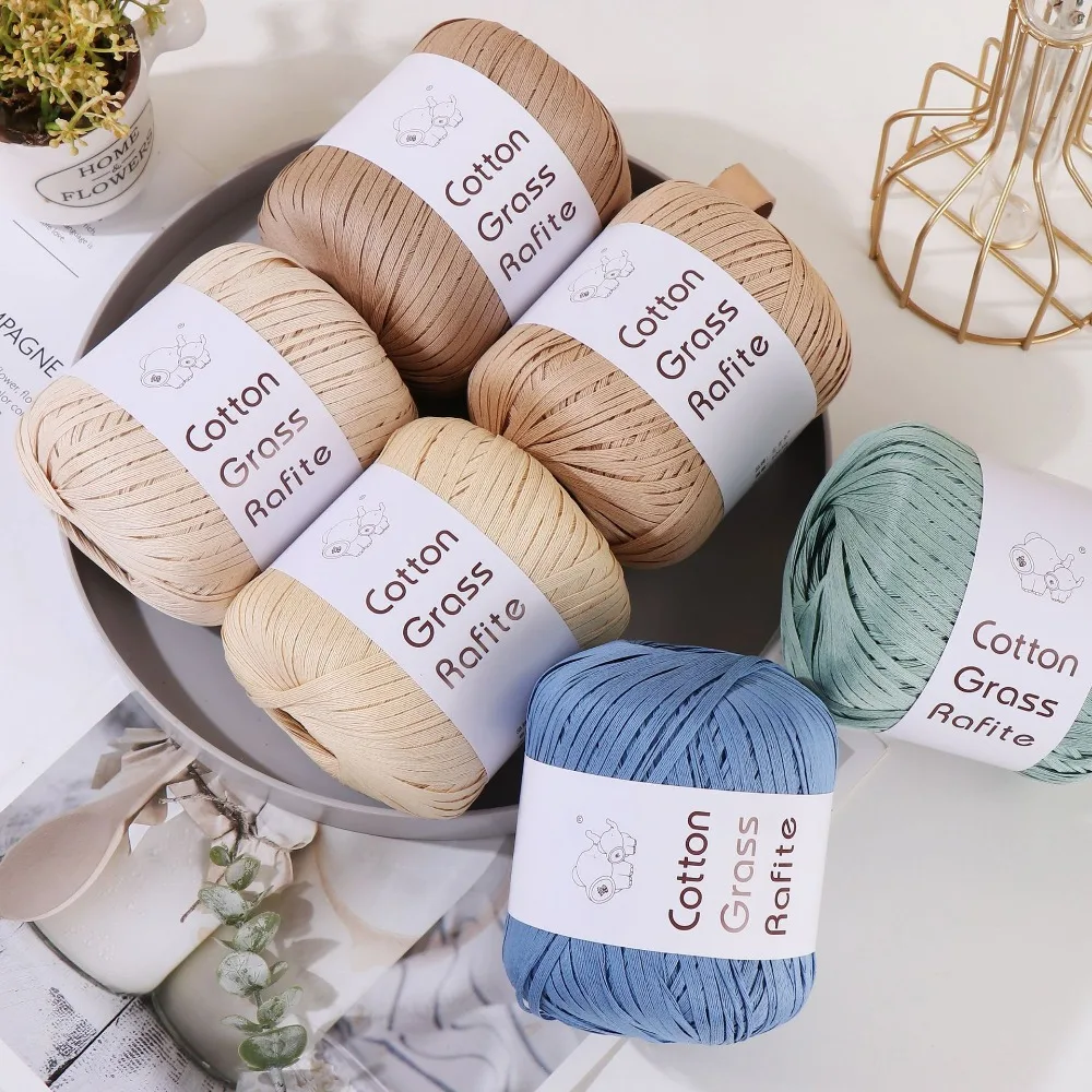 Nuevo Hilo de Rafia Multicolor para Tejer a Mano, Hilos de Papel para Crochet, Rafia, Cinta de Rafia para Tejer