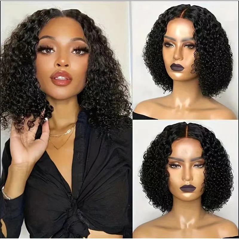 African Wig Black Water Wave Short Curly Hair Naturally Fluffy