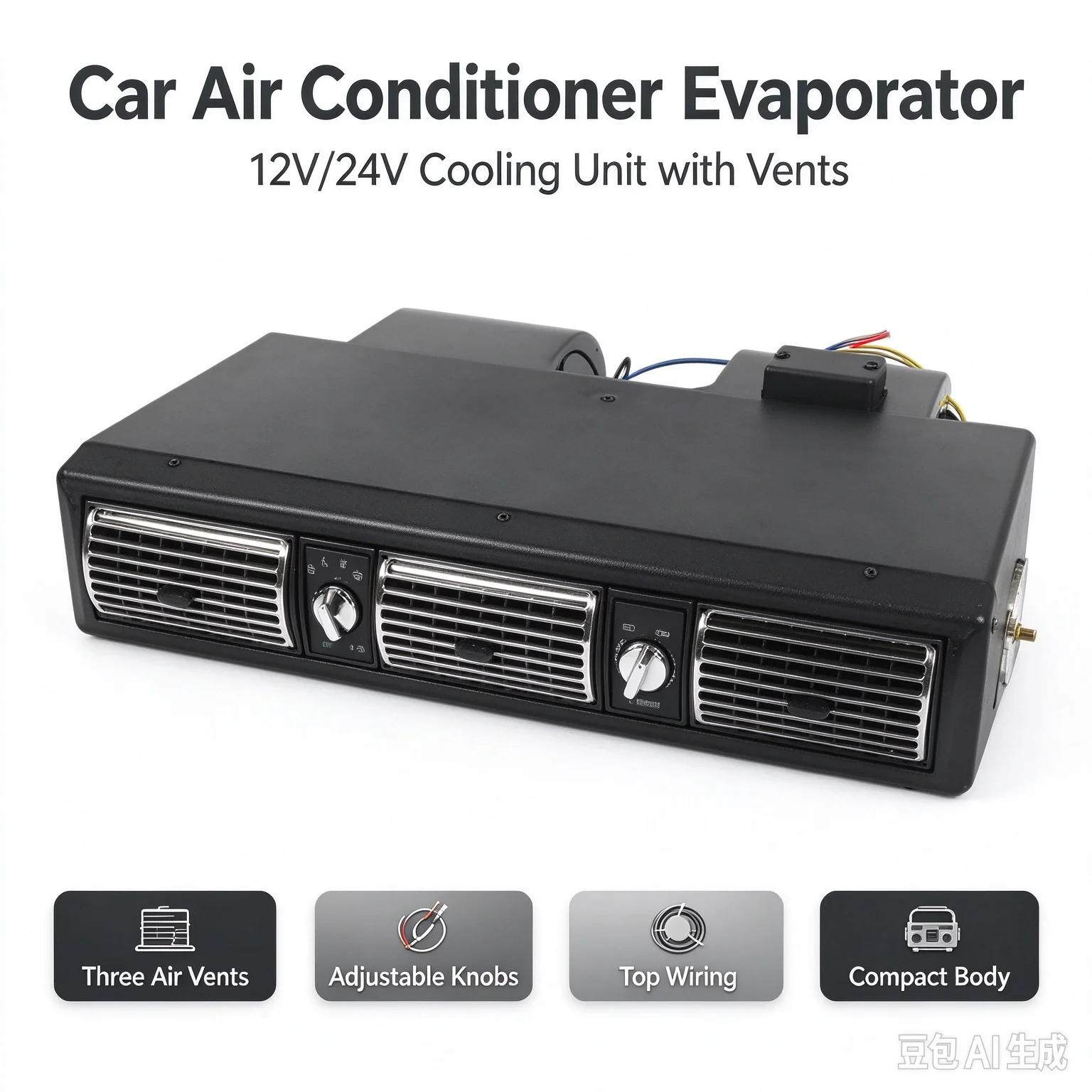 407 Car Air Conditioning Evaporator Kit 12V Cooling Water Heating Air Evaporator  for Trucks Tractors Excavators RV Campers
