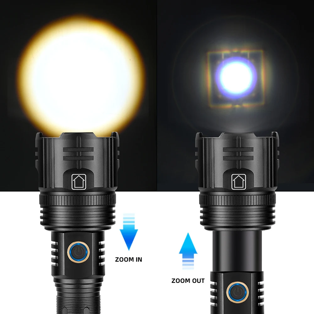 Imagem -06 - Lanternas Led de Alta Potência Lanterna Recarregável com Carregamento Usb Tocha Ultra Poderosa Luz Tática de Trabalho 1500m