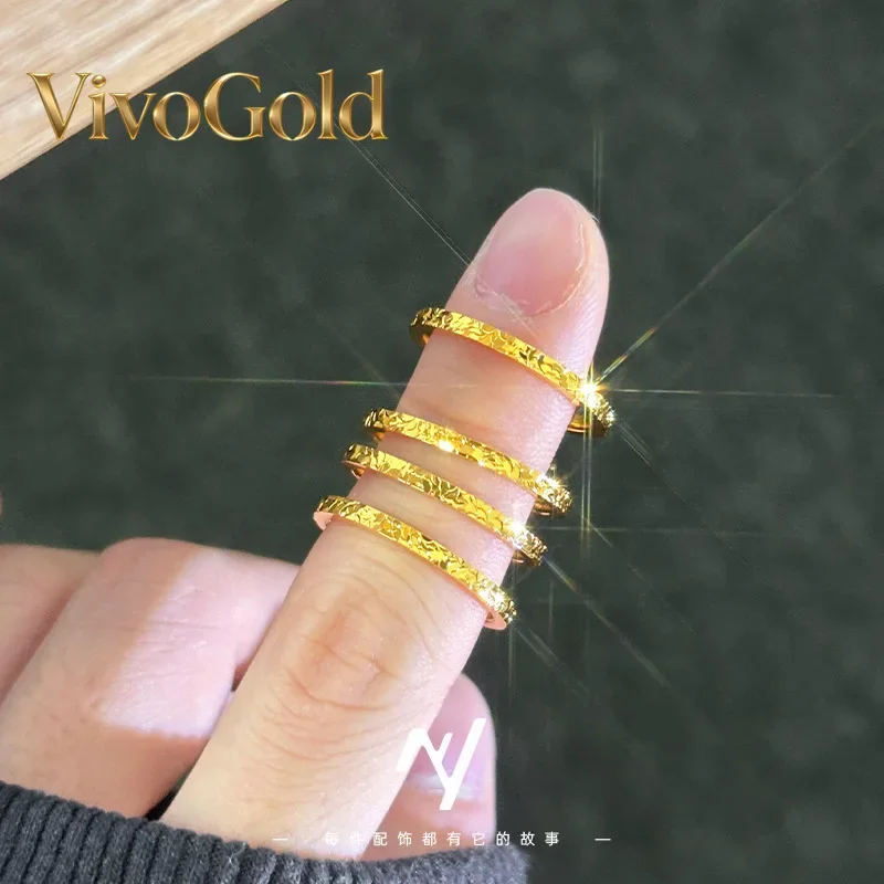 

Кольцо VivoGold9999 из настоящего золота 24K, 2 мм, женское, узкое, с эффектом мерцающего блеска, для указательного пальца, подарок на день рождения