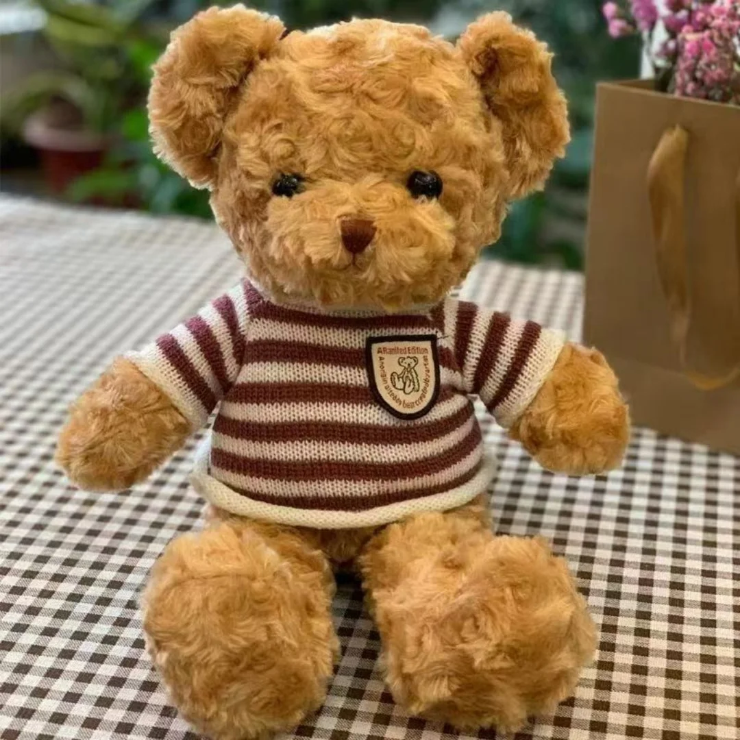 Peluche simpatico orsacchiotto da 30 cm che indossa un maglione Adorabile animale di peluche con morbido maglione orsacchiotto regalo perfetto per i bambini
