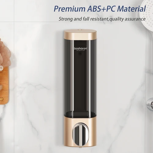 Dispensador de champú y acondicionador montado en la pared, dispensador de ducha, 1 cámara sin taladro