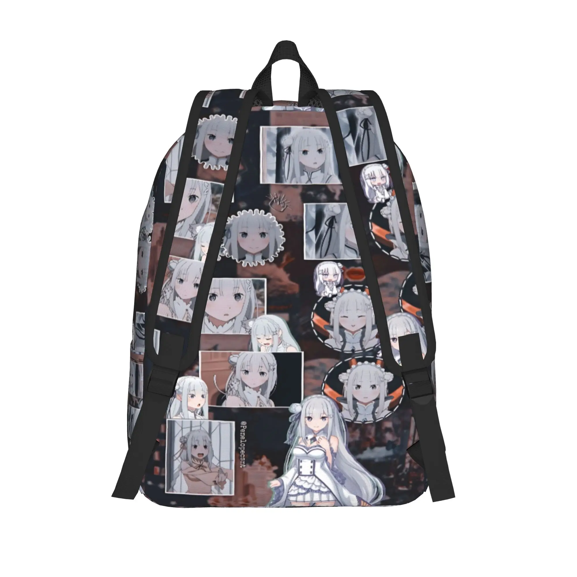 Fashion Re ZERO Anime Emilia Backpack  Mochilas Vintage Campus Sturdy Shoulder Rucksack