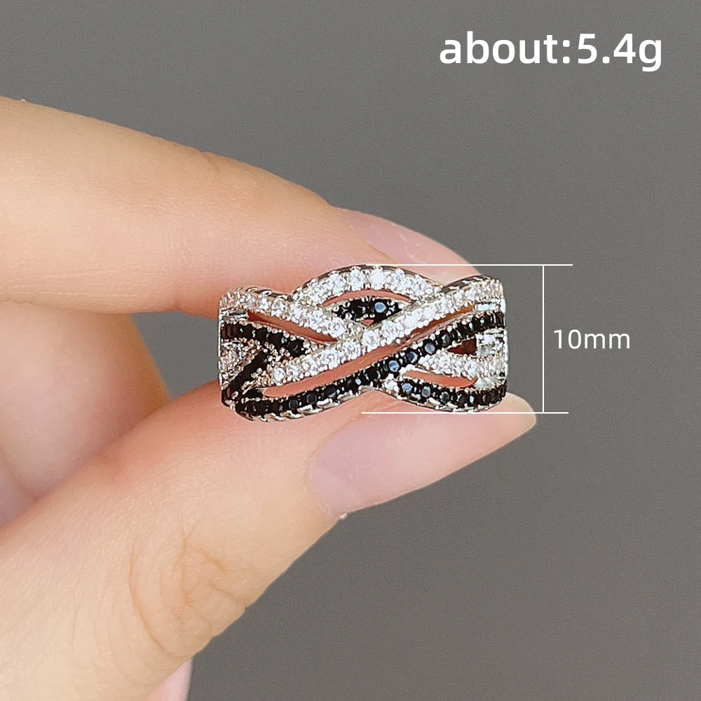 Huitan Creative Black/White Twist Line Design Women’s Finger-ring for Party Daily Wear Fashion Versatile Jewelry Drop Shipping