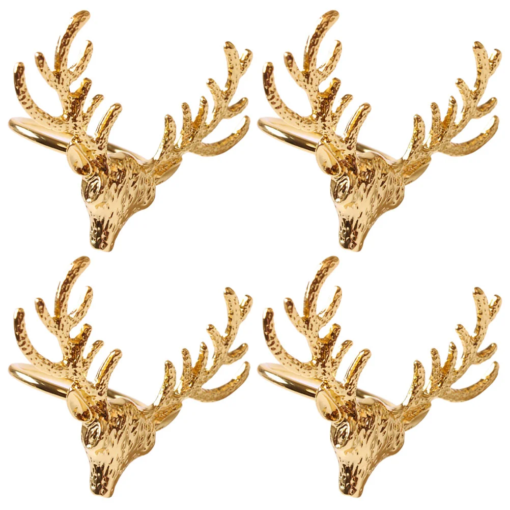 

4 Pcs Metal Elk Buckles Elk Table Decor Xmas Party Napkin Rings Tableware Accessories Festive Napkin Rings