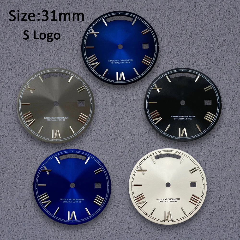 31mm S Logo Rome Dial Suitable for 8285 Movement High-Quality Day And Date Dial Watch Accessories Repair Tool