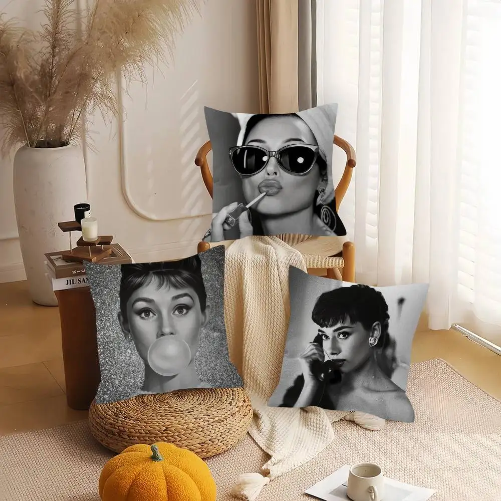 Audrey Hepburn Lipstick  Pillowcase toon Gift Cushion Cover Bedroom Home Sofa Chair Seat Decor pillow case
