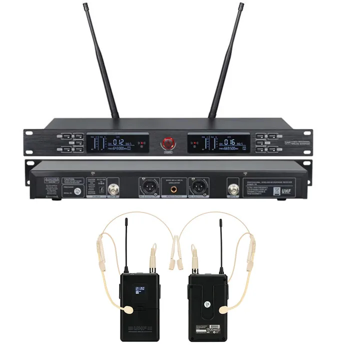 640-690MHz UR-2000-H Dual Channel Skin Black Outdoor Wireless Head Mic Mic Cordless Wireless Headset Wireless Microphone Head