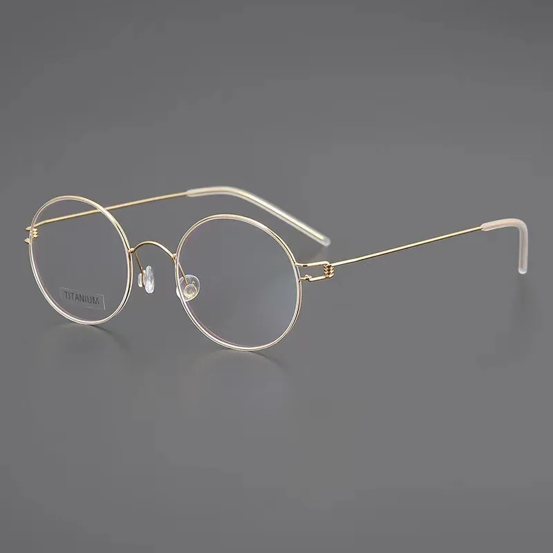 Can Be Equipped with Ultra-light and Screw-free Retro Round Titanium Frame for Men and Women Fashion Myopia Glasses Thin Legs.