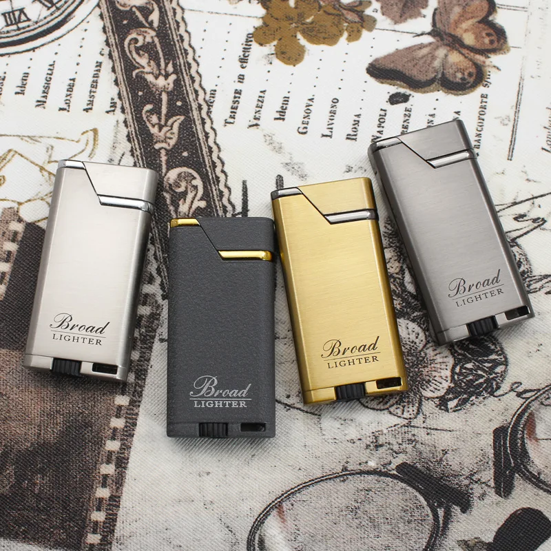 Broad Metal Windproof Cigar Cigarette Lighter Jet Torch Gas Flames Unusual Lighters Smoking Accessory Butane Gadgets for Men