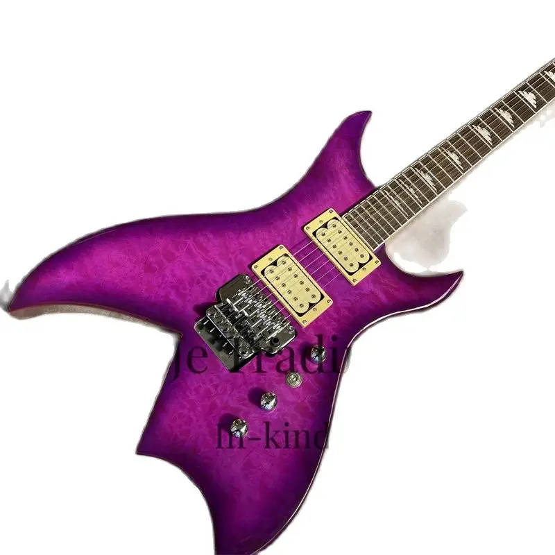 Purple electric guitar tremolo Bridge Maple neck through basswood body Squilted Maple top HH pickup gold tuner