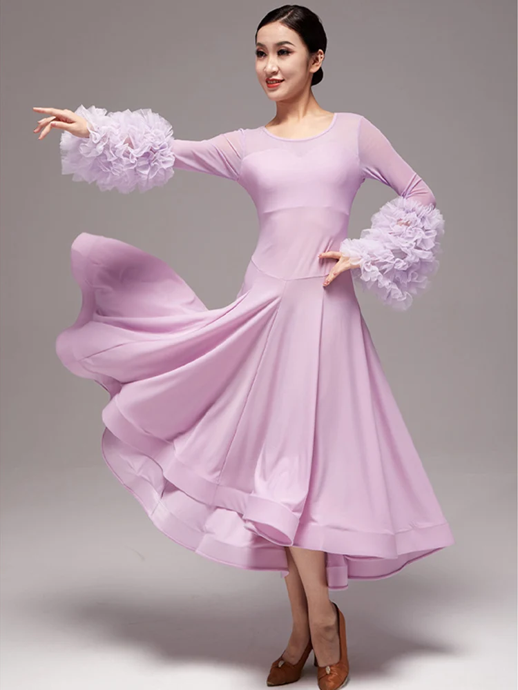 2023 Ballroom Dance Competition Dress Women Elegant Purple Long Dress Waltz Tango Dance Costume Adult Latin Practice Wear BL9921