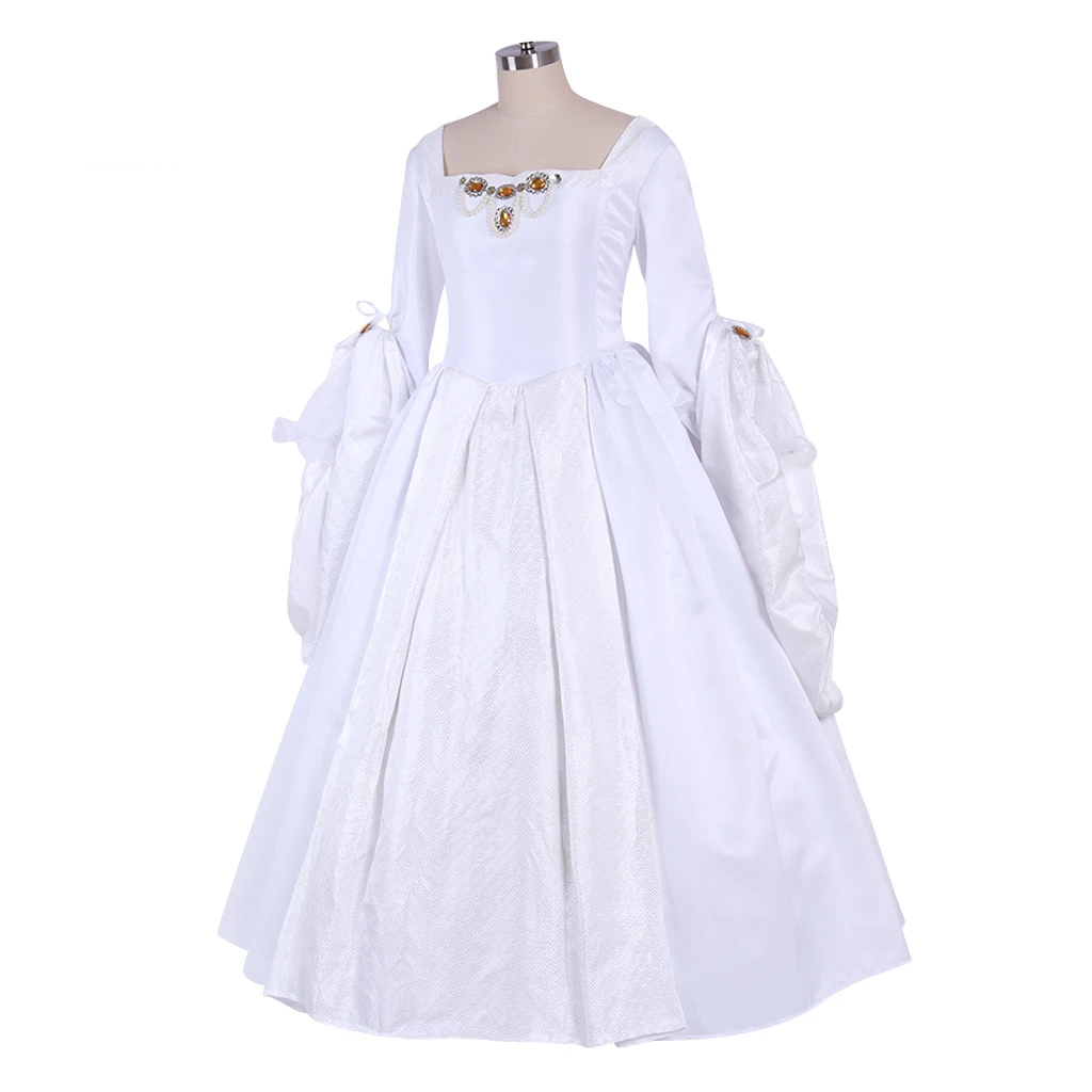 Tudor Queen Elizabeth Versailles Gothic Dancing Dress Anne Boleyn Girl White Wedding Dress Ball Gown Drama Custom Made