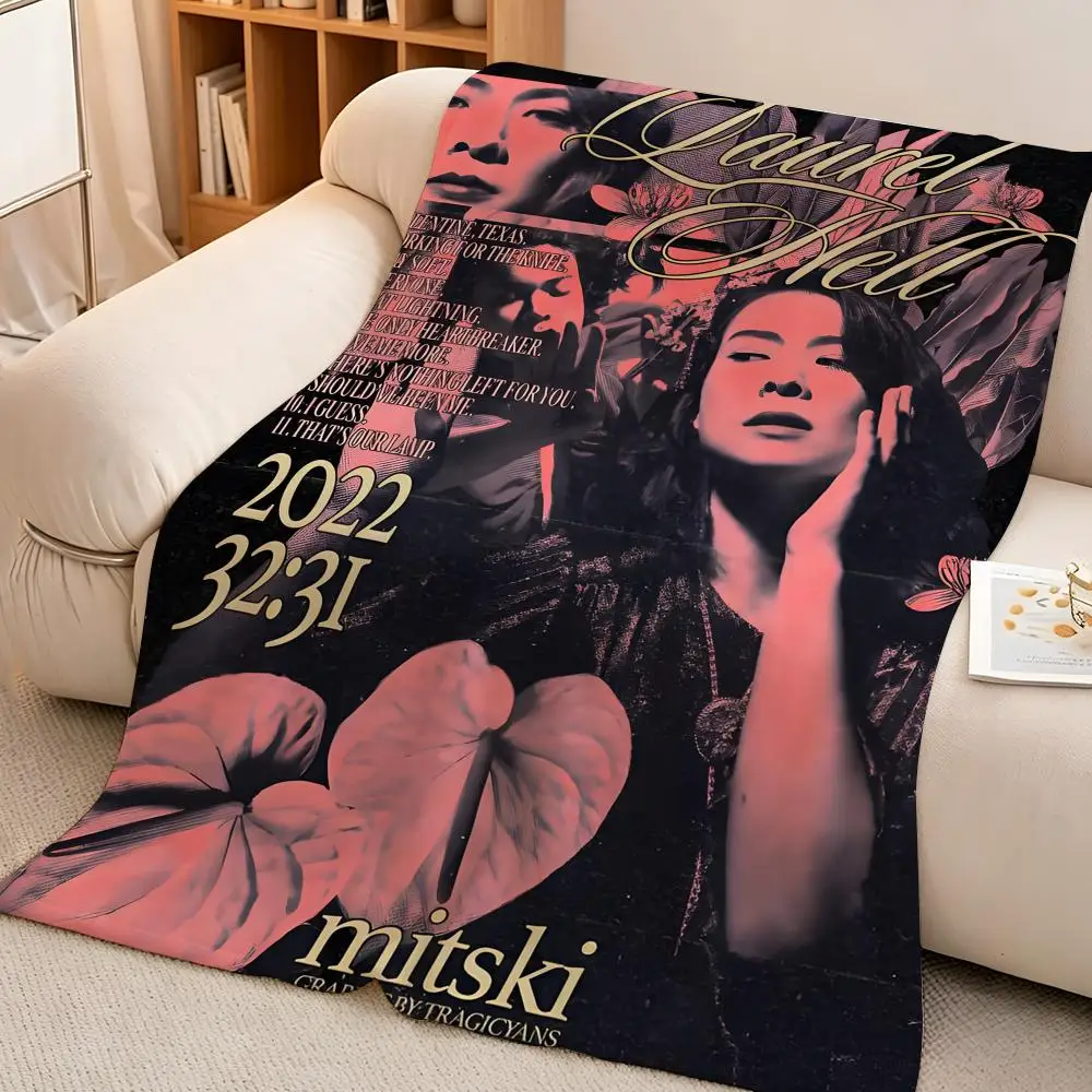 Music M-Mitski Throw hot High-Density Short Plush Blanket Soft Skin-Friendly for Sofa Nap Air-Conditioned Room