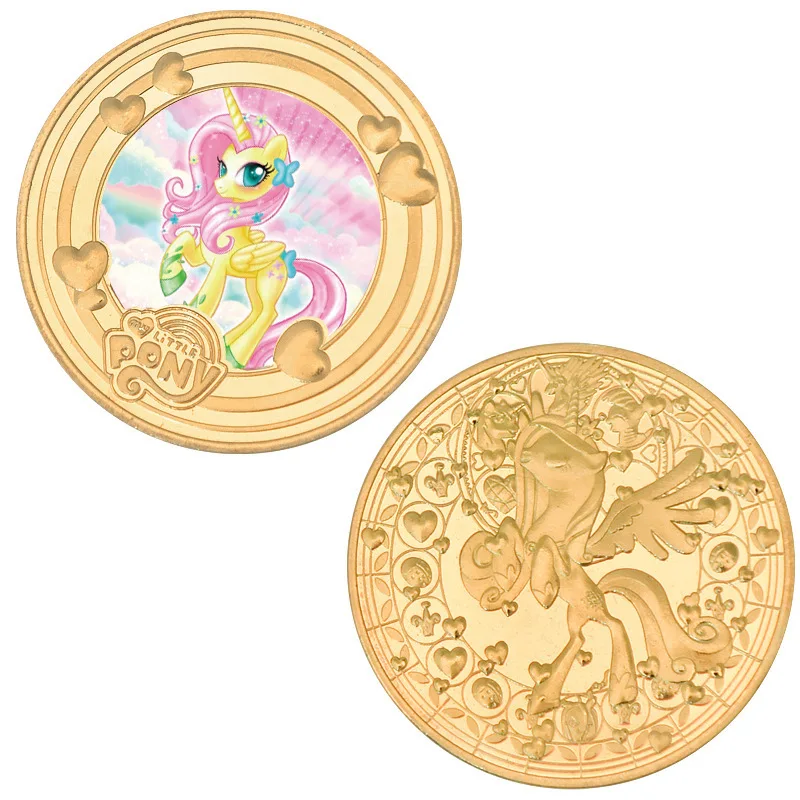 أنيمي بلدي ليتل المهر عملات قابلة للجمع الكرتون الخنصر فطيرة الذهب اللون عملة معدنية البريق التذكارية الفتيات هدايا عيد الميلاد #2