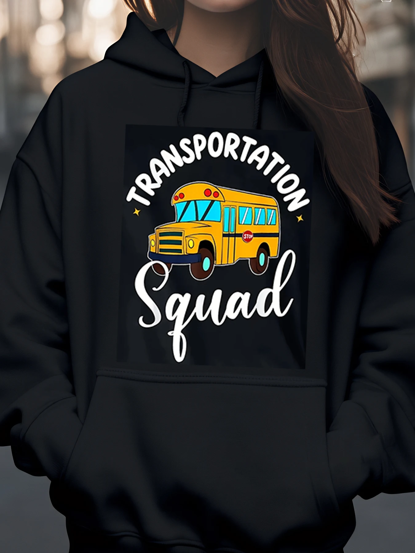 

Толстовка с принтом школьного автобуса и транспортных зарядов, повседневная одежда для водителей и персонала