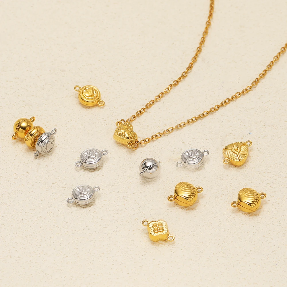 2 Sets Edelstahl-Magnetverschlüsse, Schnallen und Verbinder für die Herstellung von Schmuck, Halsketten, Anhängern und Armbändern im DIY-Stil. – Detail 2