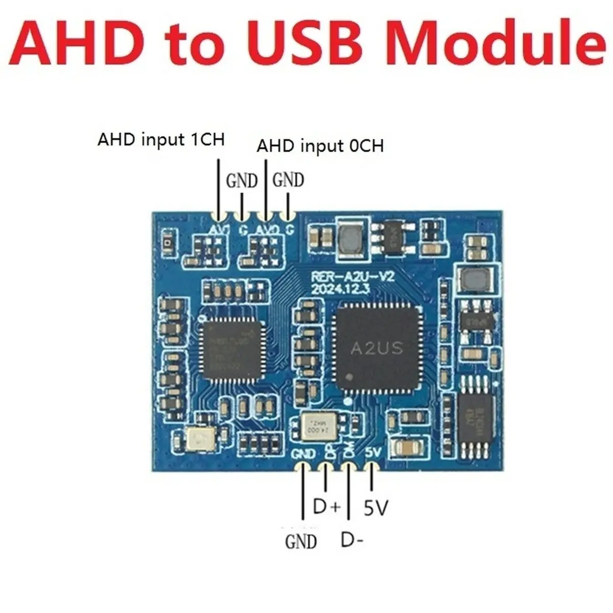 AHD to USB Module 1080P HD Analog Video to Driver-Free UVC Module Compatible with AHD/TVI/CVI/CVBS