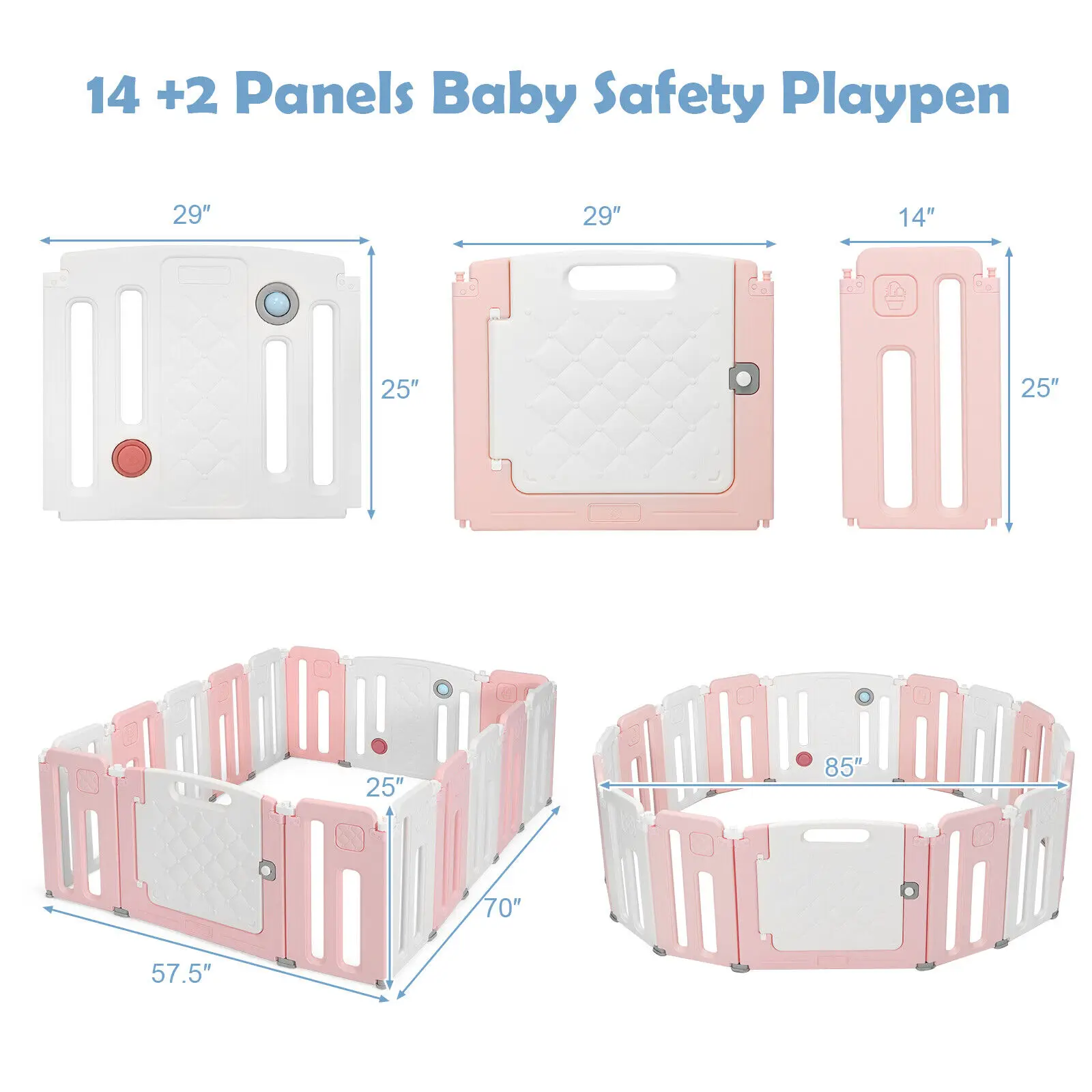 Babyjoy – parc à 16 panneaux pour bébé, Center de jeu d'activités de sécurité pour enfants avec planche à dessin