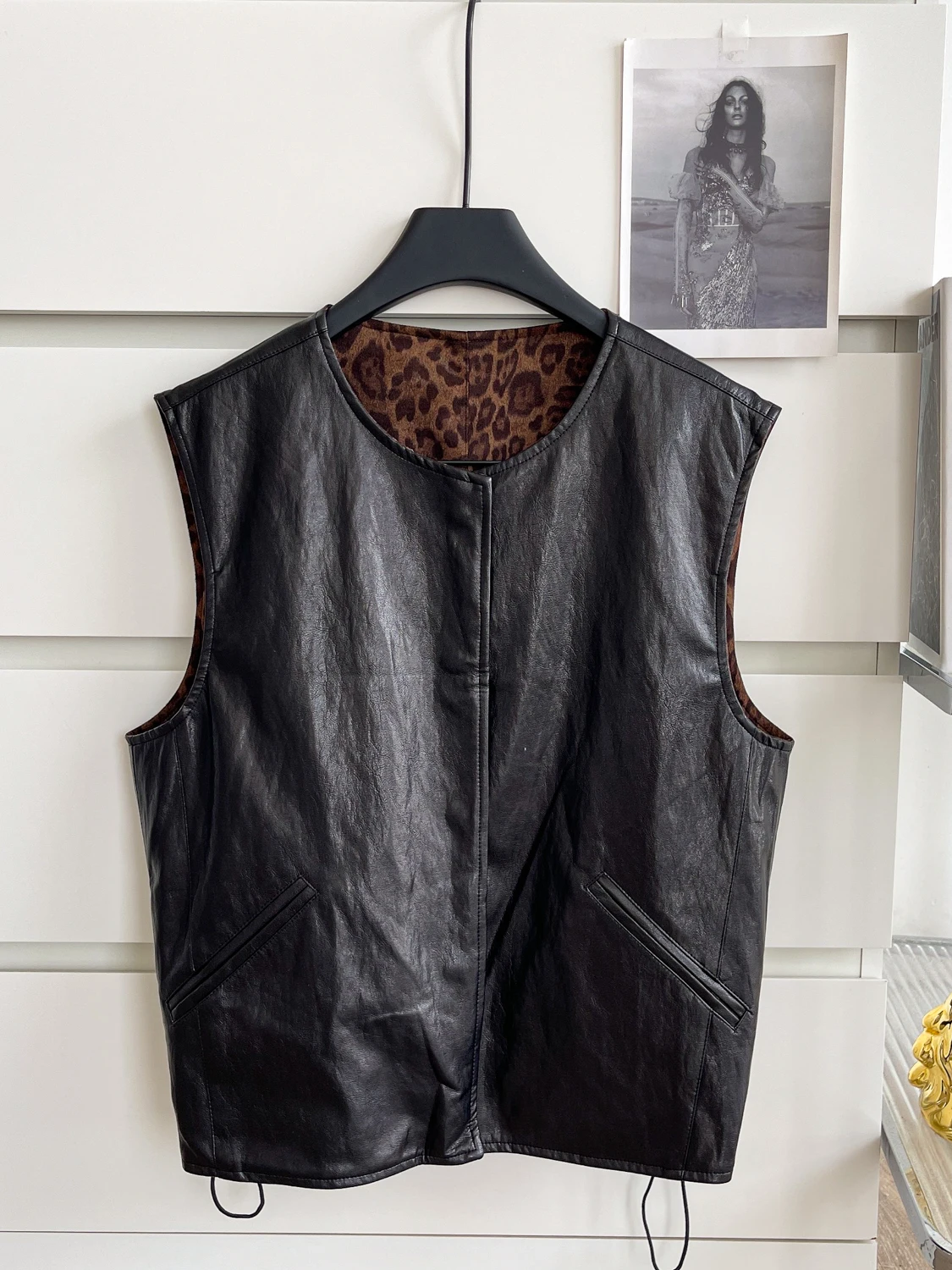 

Модный женский жилет Svel круглый Ne Dstring Верхняя одежда Кожаный джет для поездок на работу Sle Обычный тонкий чистый цвет