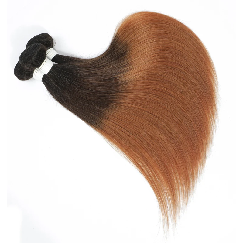 نسج الجسم/حزم من شعر طبيعي مفرود 3 لهجة 1B/4/30 أومبير براون اللون نسج حزمة شعر ريمي برازيلي 3/4 عروض الحزمة #6