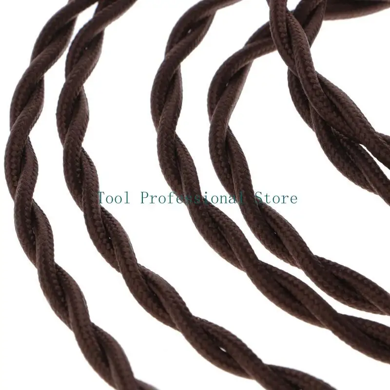 57QF 2 for M 2x0.75 Coffee Vintage Retro Twist Braided Fabric Light Cable Electric Wi