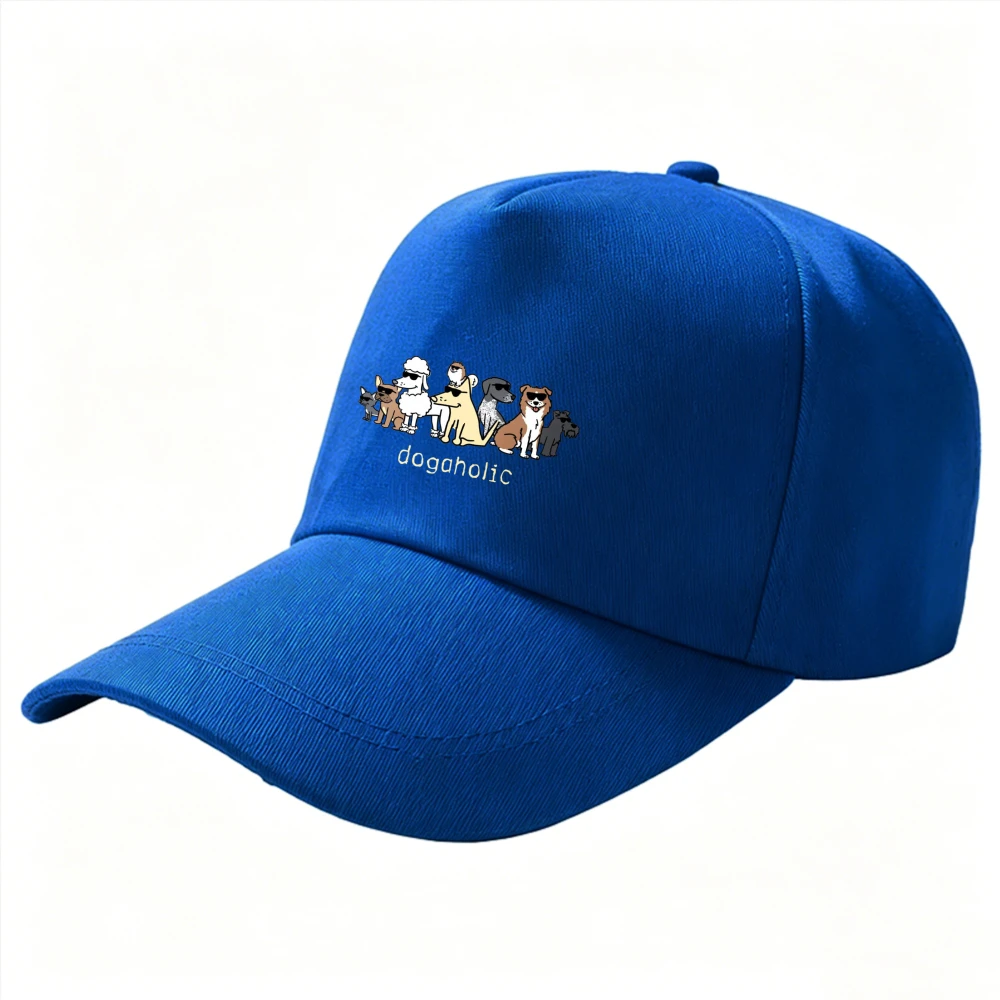 Adjustable Cotton Baseball Cap Dogaholic Cool Sunglasses Cartoon Puppies Group Print Pet Lover Outdoor Sun Protection Casual Cap
