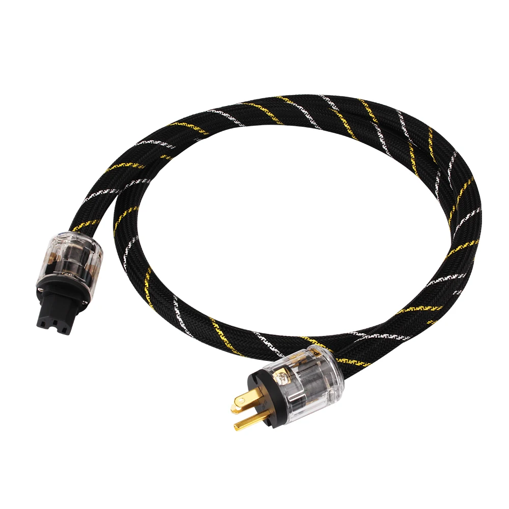 YYAUDIO Hi-End koperen wisselstroomkabel hifi audio US/EU netsnoer puur koperen voedingskabel met P-029/P-029E stekker connector