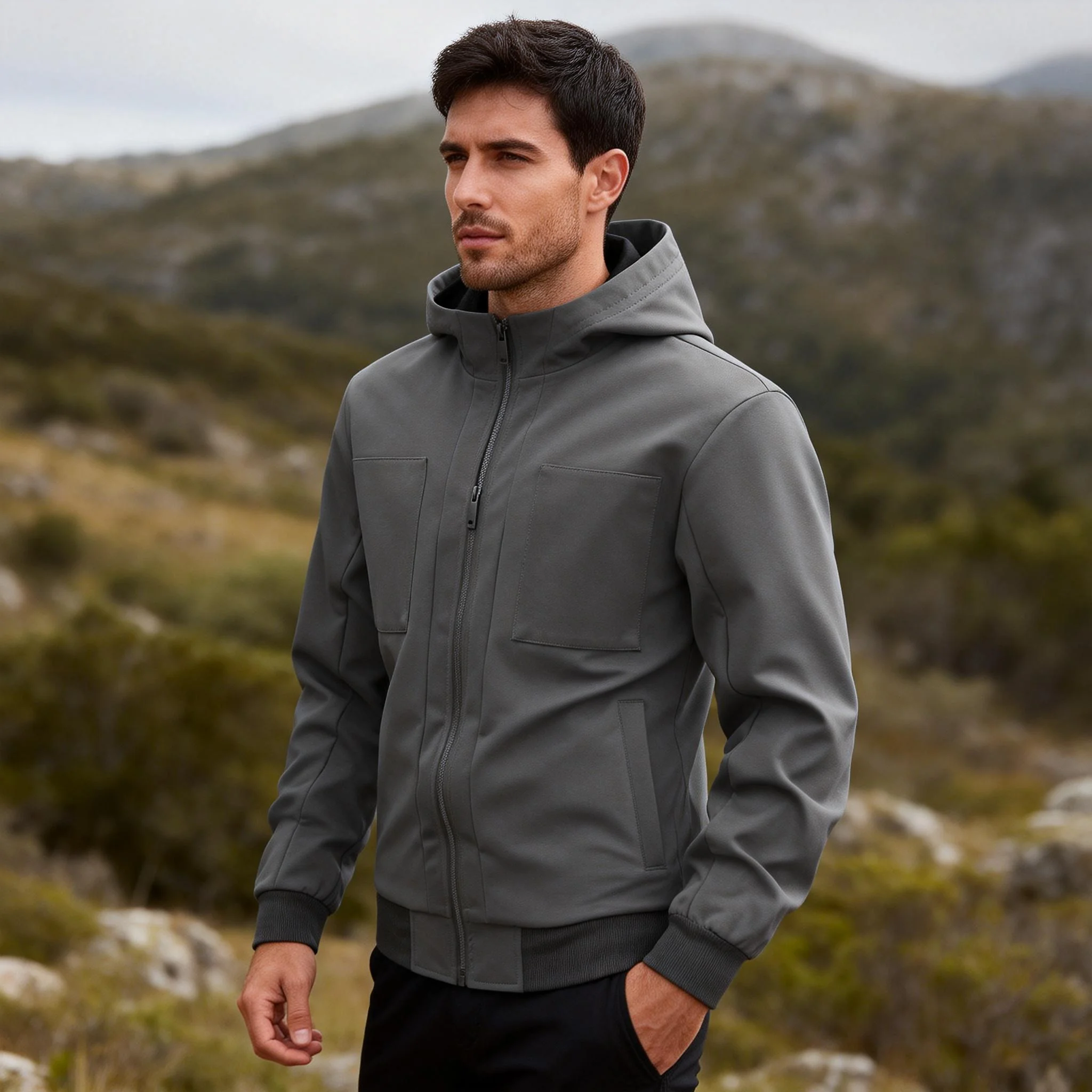 

Мужская осенняя куртка Maxbarley 2026: модная ретро-футболка на молнии с длинным рукавом, уличная одежда в стиле хип-хоп, повседневное однотонное пальто